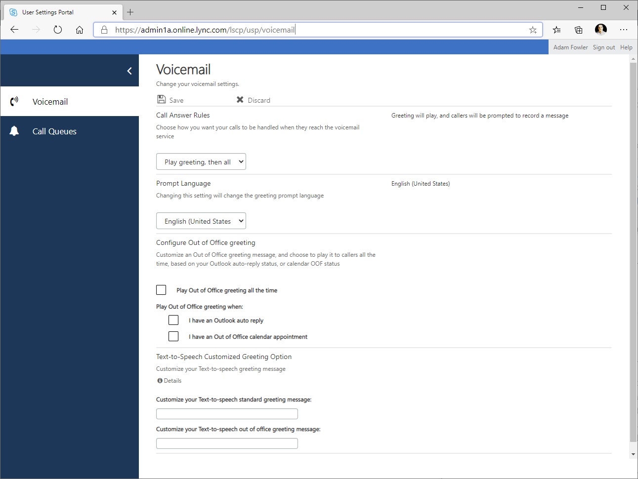 Cloud Voicemail and Out of Office Greetings